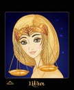 Libra zodiac sign. A young beautiful girl In the form of one of the signs of the zodiac.