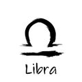 Libra zodiac symbol isolated on white background. Brush stroke Libra zodiac sign. Hand drawn vector illustration