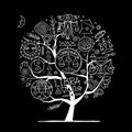 Libra Zodiac Tree. Element of Air. Design of Astrology Calendar, Horoscope, Print.