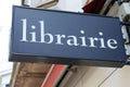 Librairie french text means bookseller on the facade wall of a store in france sells books