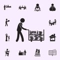 librarian with a book cart icon. Library icons universal set for web and mobile