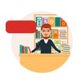 Librarian or bookseller at workplace. Royalty Free Stock Photo