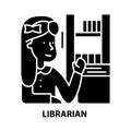 librarian icon, black vector sign with editable strokes, concept illustration