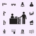 librarian at the table icon. Library icons universal set for web and mobile