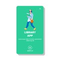 Library App Using Man For Listen Audiobook Vector