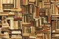 Library background - Wall with books on the street - Books textured background