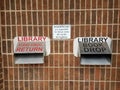 Library book and audio visual return chutes Royalty Free Stock Photo