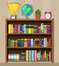 Library book shelf. Bookcase with different books. Royalty Free Stock Photo