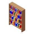 Library book shelf icon, isometric style Royalty Free Stock Photo