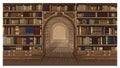 Library book shelf interior graphic sketch colorfull illustration vector Royalty Free Stock Photo