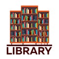 Library. Bookcase. Books and Knowledge. Vector illustration.