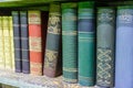 In the library on the bookshelf in a row of ancient books