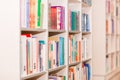 Library. Bookshelves. Bookcase with children\'s books.