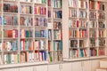 Library. Bookshelves. Bookcase with children\'s books.