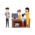 Library Or Bookstore With People Using Help Of Librarian To Choose The Books Royalty Free Stock Photo