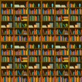 Library, bookstore - Seamless pattern with books on bookshelves.