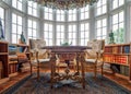 The Library, Burton Agnes Hall, Yorkshire, England.