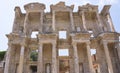 The Library of Celsus in Ephesus ancient city old ruins at sunny day, Izmir, Turkey. Turkish famous landmark Royalty Free Stock Photo