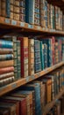 Library charm books neatly arranged on shelves in public library Royalty Free Stock Photo