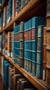 Library charm books neatly arranged on shelves in public library Royalty Free Stock Photo