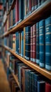 Library charm books neatly arranged on shelves in public library Royalty Free Stock Photo