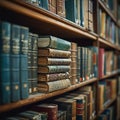 Library charm books neatly arranged on shelves in public library Royalty Free Stock Photo