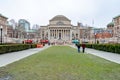 The Library of Columbia University with meadow in forefront, wide angle shot during winter