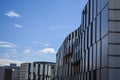 Library of the Economic University. Vienna, Austria.1.03.2019. Modern buildings of unusual forms from glass and metal. Royalty Free Stock Photo