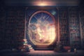 a library filled with books, each one a window into another world Royalty Free Stock Photo