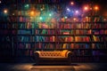 library is filled with books on several walls Royalty Free Stock Photo