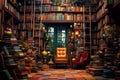library is filled with books on several walls Royalty Free Stock Photo
