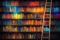 library is filled with books on several walls Royalty Free Stock Photo