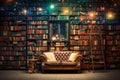 library is filled with books on several walls Royalty Free Stock Photo