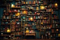 library is filled with books on several walls Royalty Free Stock Photo