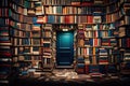 library is filled with books on several walls Royalty Free Stock Photo