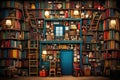 library is filled with books on several walls Royalty Free Stock Photo