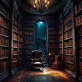 library with forbidden books and dark Fantasy concept