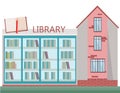 Library front facade building flat style Vector illustration