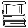 Library graduated hat icon, outline style Royalty Free Stock Photo