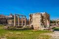 Library of Hadrian - HadrianÃ¢â¬â¢s Library - ruins with remaining stone archeologic artefacts at the Monstiraki square of ancient