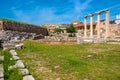 Library of Hadrian - HadrianÃ¢â¬â¢s Library - ruins with remaining stone archeologic artefacts at the Monstiraki square of ancient