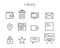 library icon set bundle with line style vector