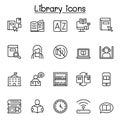 Library icon set in thin line style for website, application, printing, poster, document, card etc
