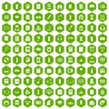 100 library icons hexagon green Royalty Free Stock Photo