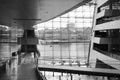 Library interior. Black Diamond. Copenhagen. Denmark. Modern architecture. Black and white photo Royalty Free Stock Photo