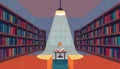 Library interior bookshelf light, reading space study, knowledge resource center Generative AI