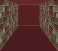 Library interior or bookstore. Bookshelves with books Royalty Free Stock Photo