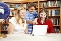 Library Kids On Netbook Computer