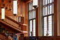 LEUVEN, BELGIUM - SEPTEMBER 05, 2014: Vintage wooden hall in the historical library of the Catholic University in Leuven. Royalty Free Stock Photo