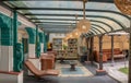 Library reading area with Nepalese statues